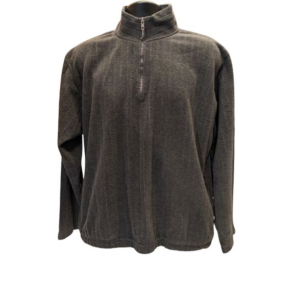 Justin Blake Fleece Sweatshirt Mens Large Quarter Zip Pullover Striped Pockets - Picture 9 of 13